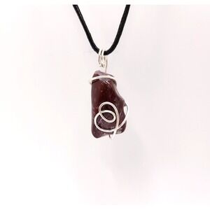 Handcrafted Wire Wrapped Stone Pendant Necklace Boho Artistic